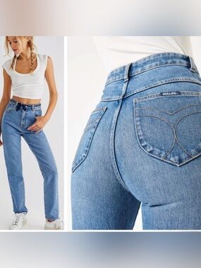 ROLLAS Dusters High Rise Slim Blue Denim Jeans Organic Cotton 31